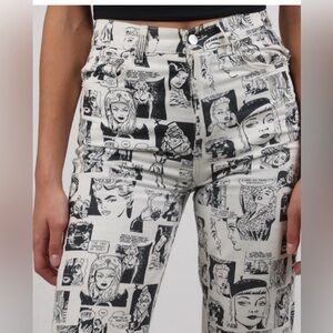 Reformation Black and White Graphic Jeans